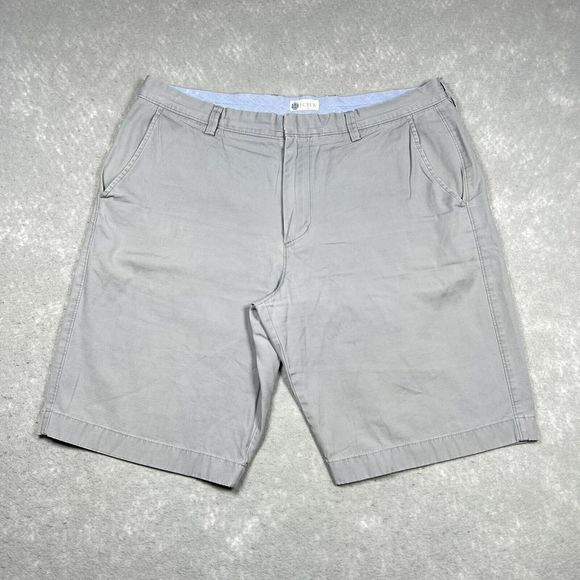 J Crew Shorts Mens 36 Gray Flat Front Chino Cotton 10" Inseam Preppy - Picture 1 of 11
